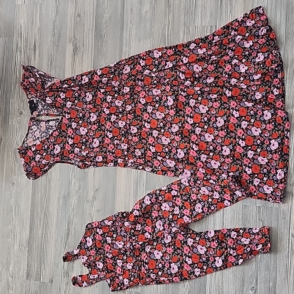2/15$ 🌺 Tag Floral Matching Dress and Jumpsuit Set - Red, Pink, Black